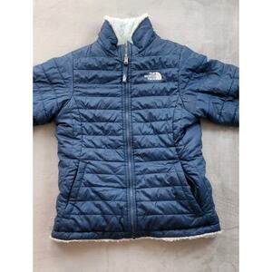 THE NORTH FACE Jacket Girls Large 14/16 Mossbud Swirl Reversible navy & blue